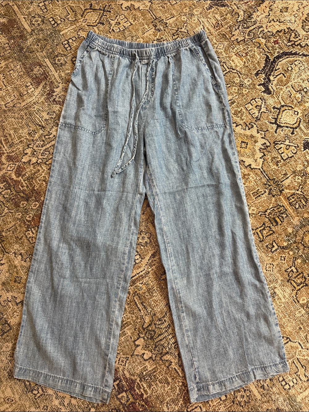 Splendid Light Blue Cropped Wide-Leg Drawstring Pants NWOT
